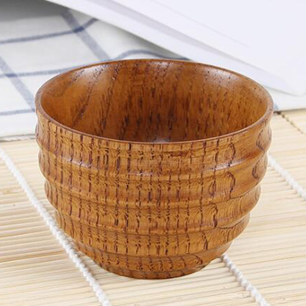 Natural Solid Wood Wooden Tea Cup Beer Wine Mug Tea Coffee Drinking Cup B