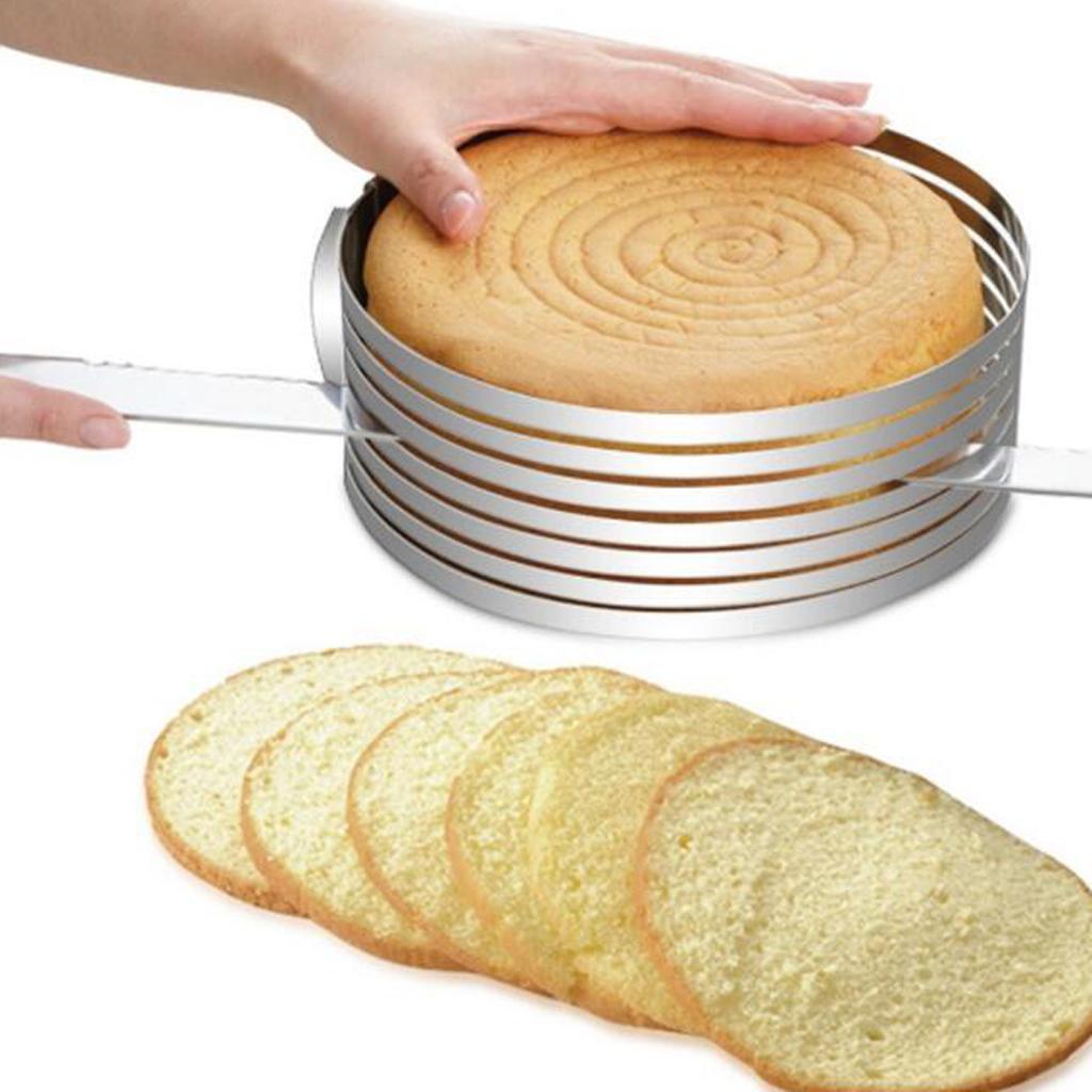 Stainless Steel Cake Mould Adjustable Slicer Layer Baking Cutter 6-8inch