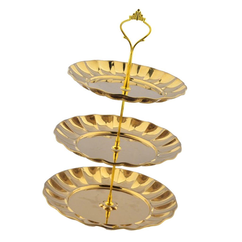 Cake Stand Fruit Plates Cupcake Party Wedding Decorating 3 Tier Golden