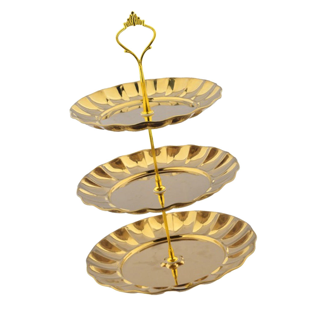 Cake Stand Fruit Plates Cupcake Party Wedding Decorating 3 Tier Golden