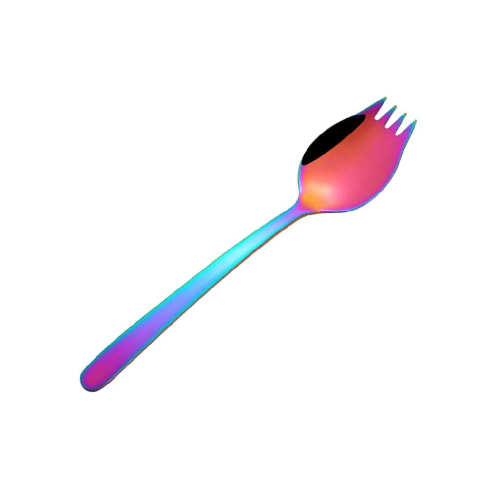 Outdoor Stainless Steel Spoon Spork Practical Cutlery Flatware Colorful