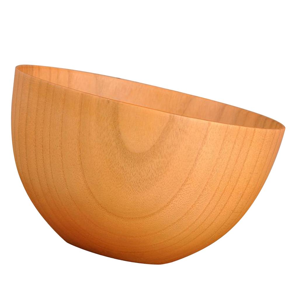 Natural Wood Round Bowl Handmade Tableware Fruit Rice Bowl Light Color