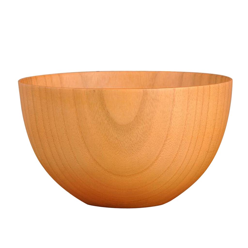 Natural Wood Round Bowl Handmade Tableware Fruit Rice Bowl Light Color