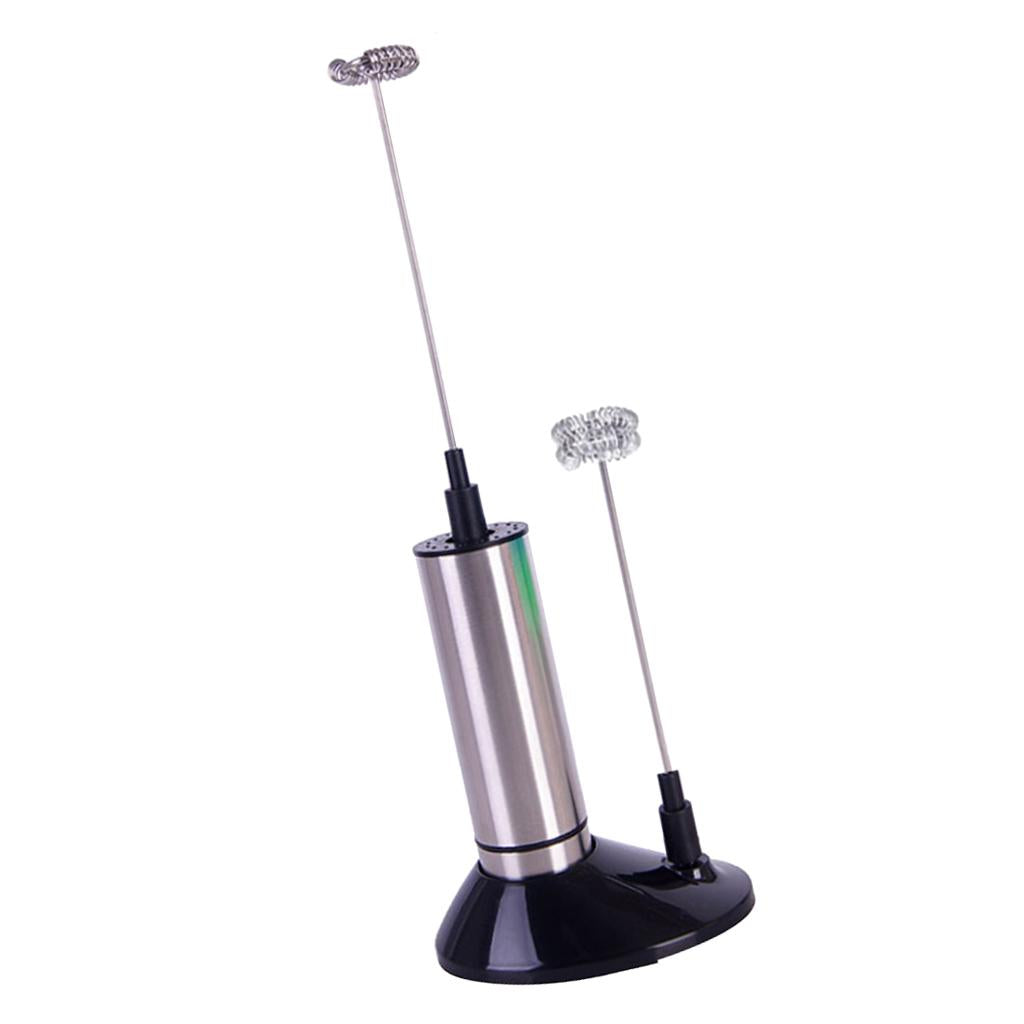 Double Spring Whisk Electric Milk Frother Mixer Hand Milk Foamer with Stand