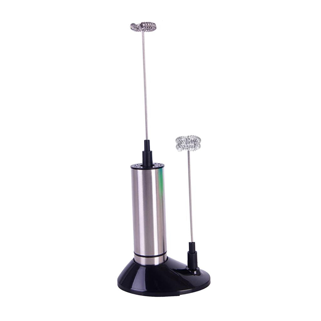 Double Spring Whisk Electric Milk Frother Mixer Hand Milk Foamer with Stand