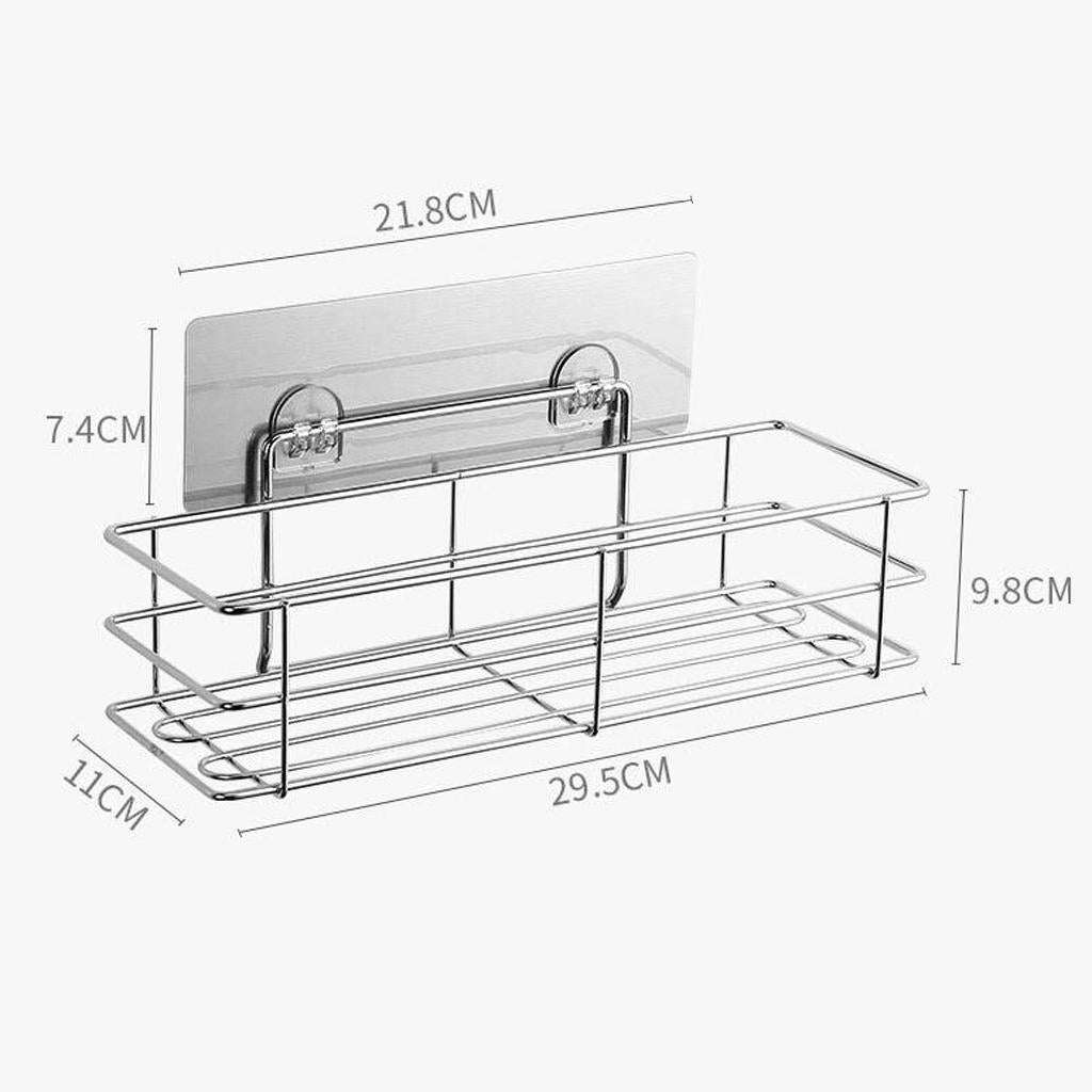 Suction Cup Shower Bath Wall Shelf Shower Holder Storage Stainless Steel