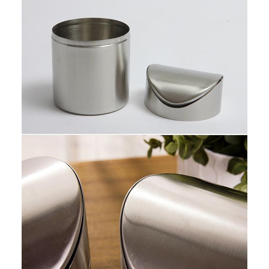 Stainless Steel Mini Dustbin Table Rubbish Bin Auto Car Trash Can