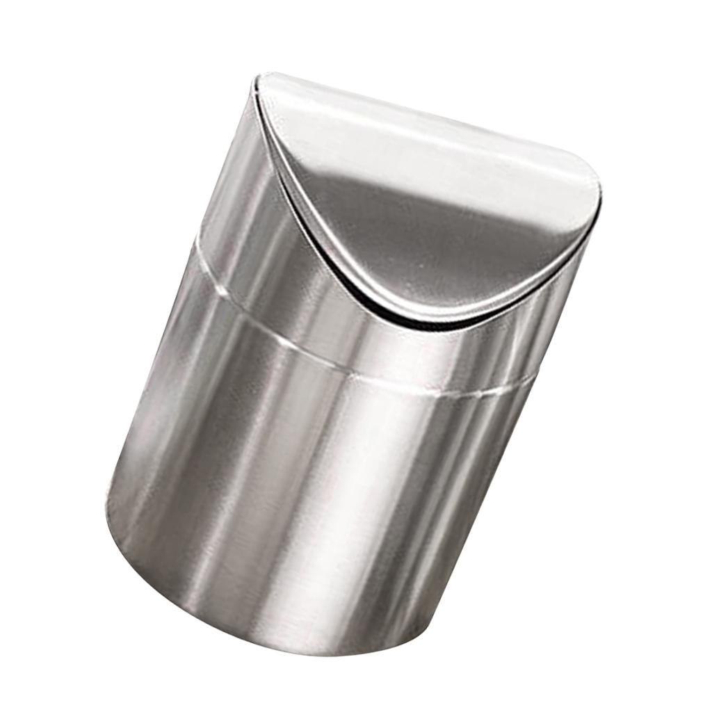 Stainless Steel Mini Dustbin Table Rubbish Bin Auto Car Trash Can
