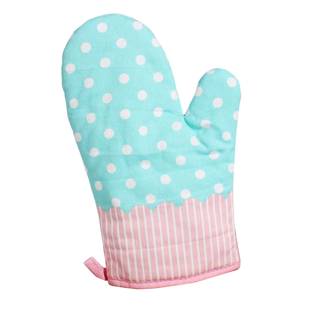 Heat Insulated Glove Microwave Oven Pot Pad Kitchen Mitten Cotton Mitt Blue