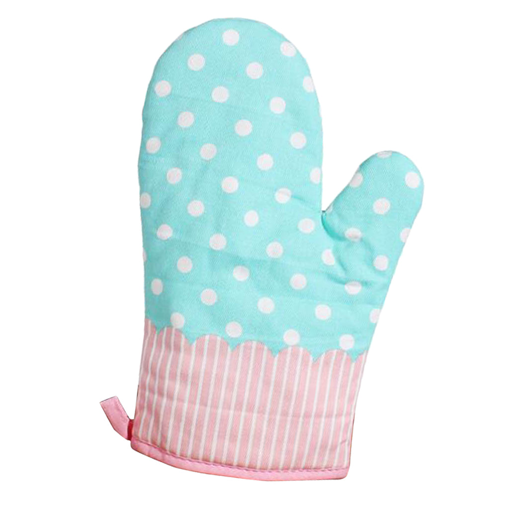 Heat Insulated Glove Microwave Oven Pot Pad Kitchen Mitten Cotton Mitt Blue