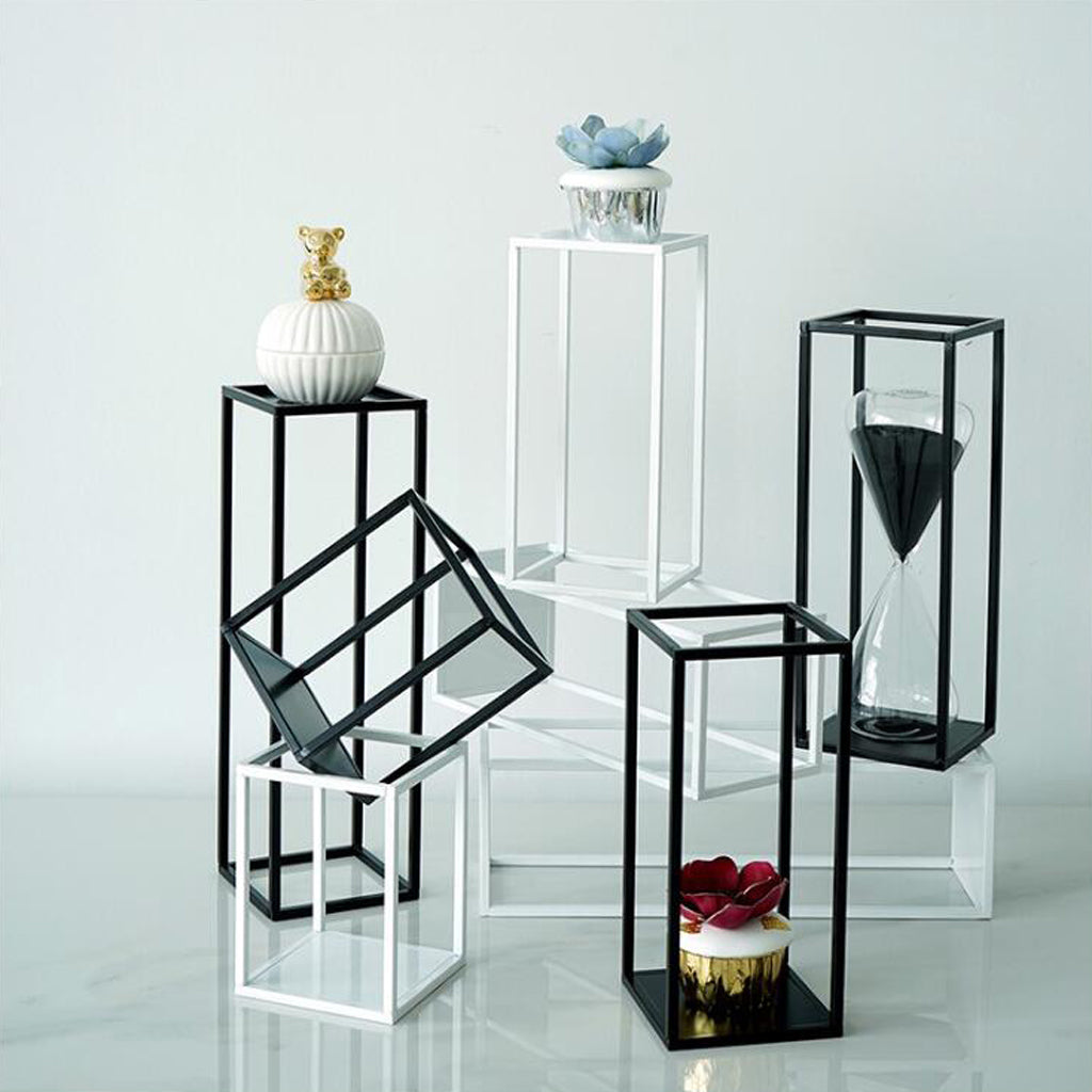Home Decor Rectangular Display Stand for Plants Art Crafts Black 22cm