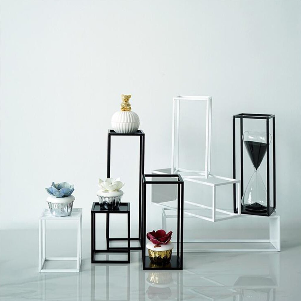 Home Decor Rectangular Display Stand for Plants Art Crafts Black 22cm