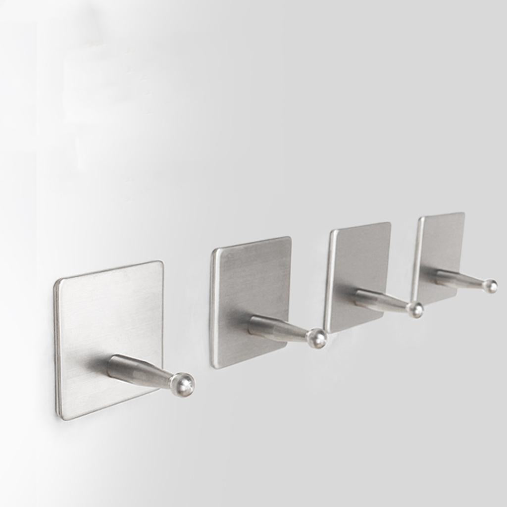 Stainless Steel Self Adhesive Hooks- Sticky Wall Door Hook Robe Tea Towel