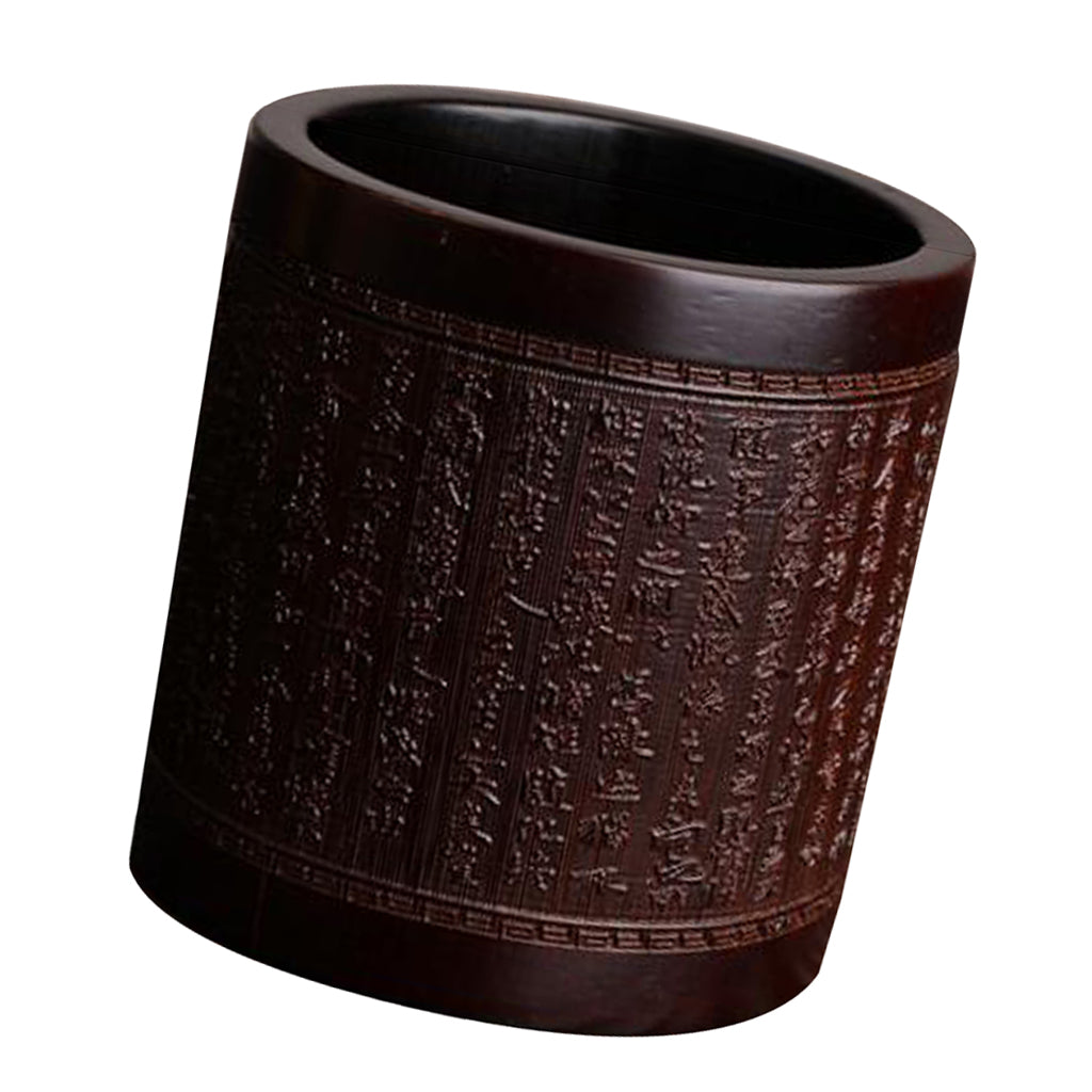 Handmade Tea Ceremony Canister Bamboo Storage Box Random Pattern Dark Color