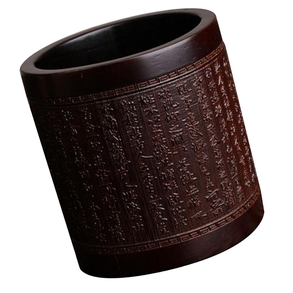 Handmade Tea Ceremony Canister Bamboo Storage Box Random Pattern Dark Color