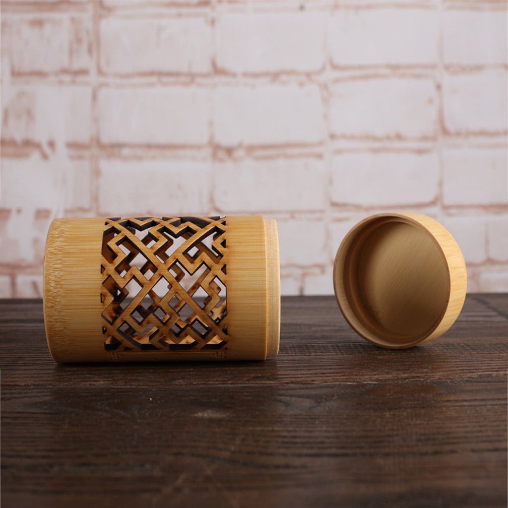 Handmade Tea Box Bamboo Storage Box Tea Canister Lid Kitchen Storage Jar