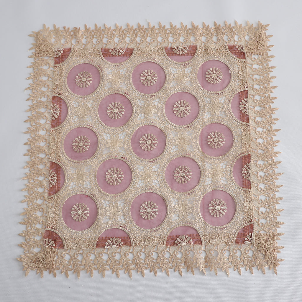Embroidered Lace Tablecloth Retro Table Cloth Party Decor Wine Red 60x60cm