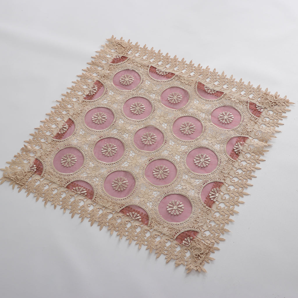 Embroidered Lace Tablecloth Retro Table Cloth Party Decor Wine Red 60x60cm