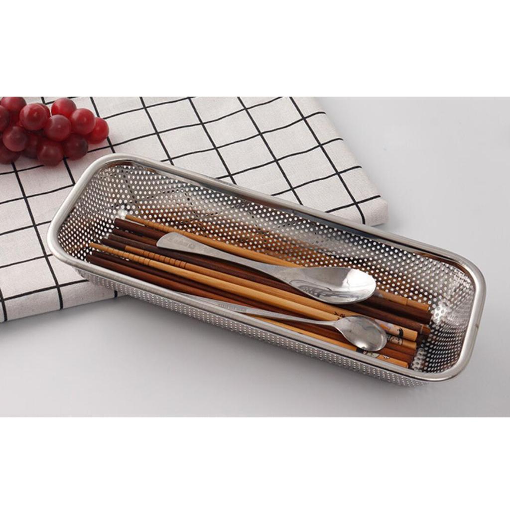 Stainless Steel Rice Drainer Basket Kitchen Colander Fruit Chopsticks Rack