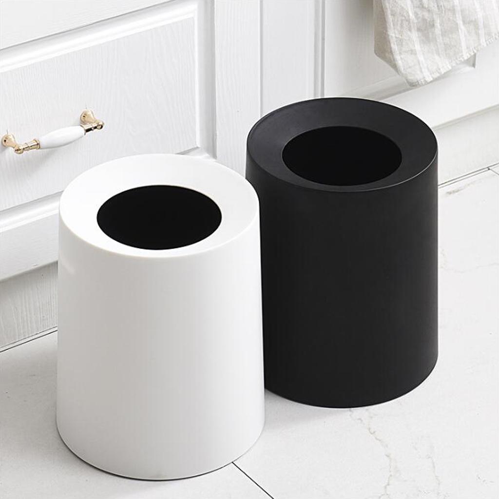 Classic Designer Round Trash Can Conceals any Plastic Bag Home 8L black