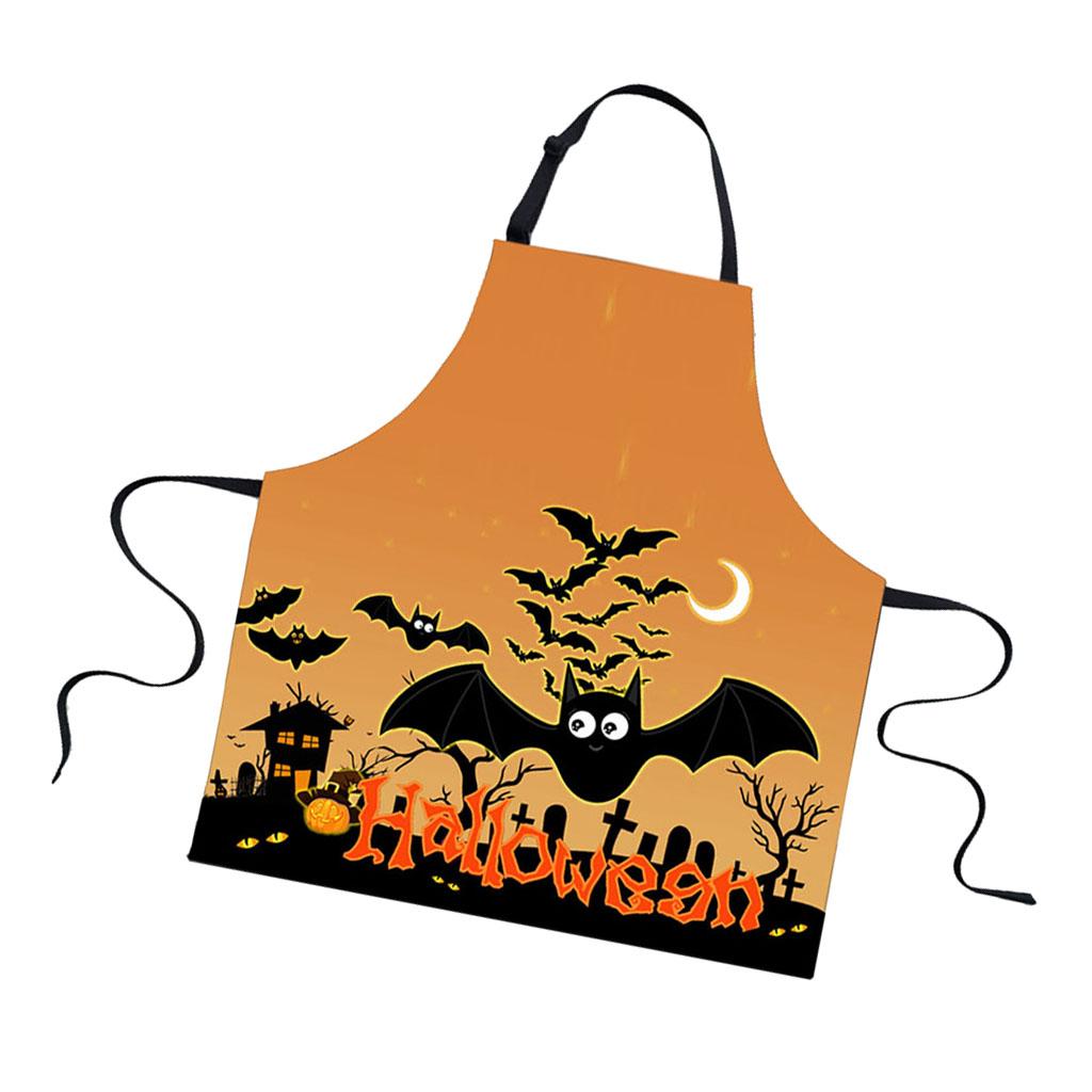 Halloween Apron, Unisex Kitchen Bib Apron Adjustable Neck Cooking Gift B