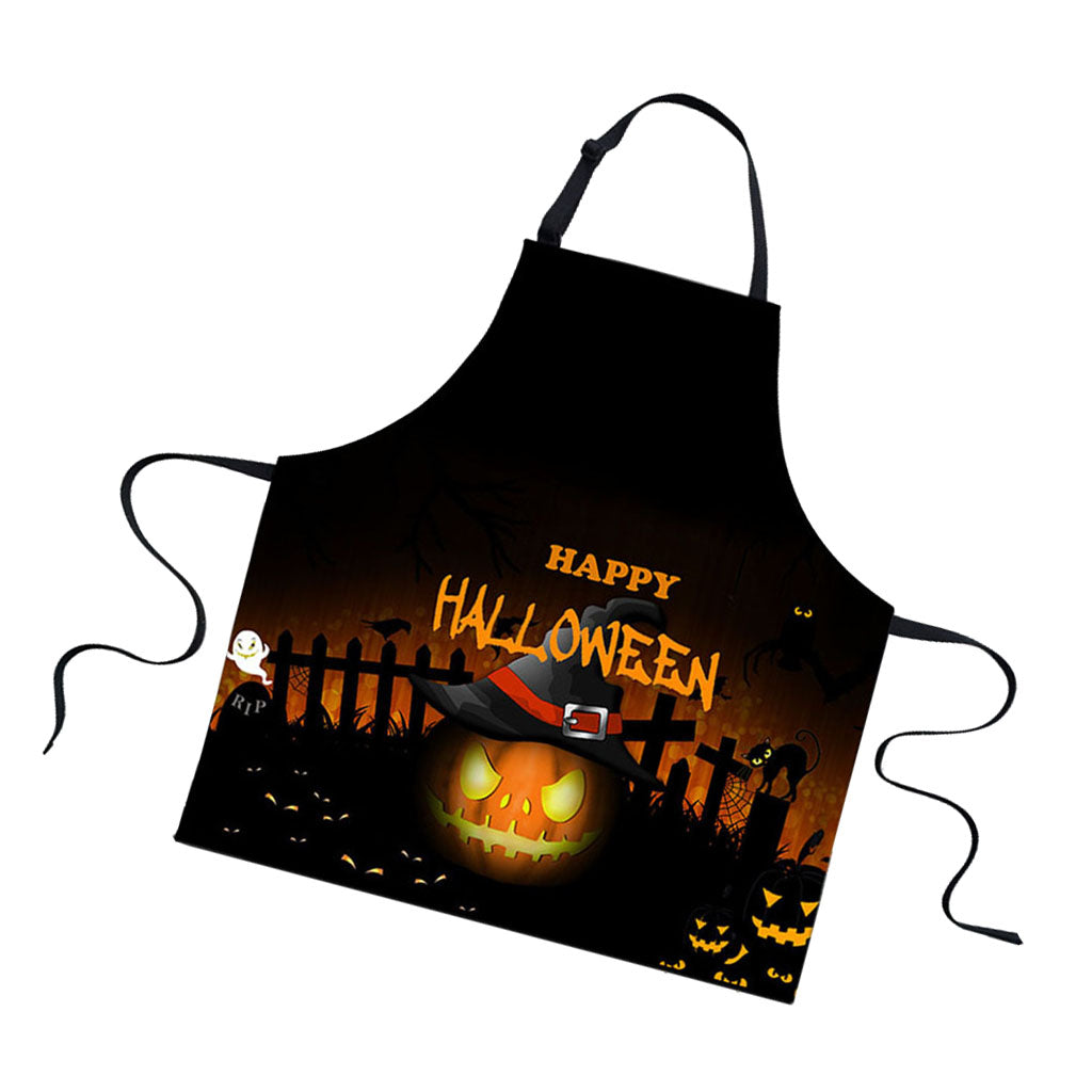 Halloween Apron Sleeveless Waterproof Unisex Bib Apron Happy Halloween B