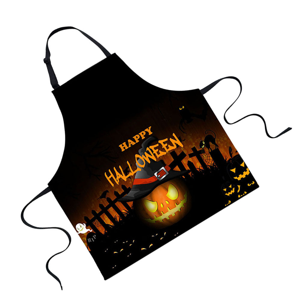 Halloween Apron Sleeveless Waterproof Unisex Bib Apron Happy Halloween B