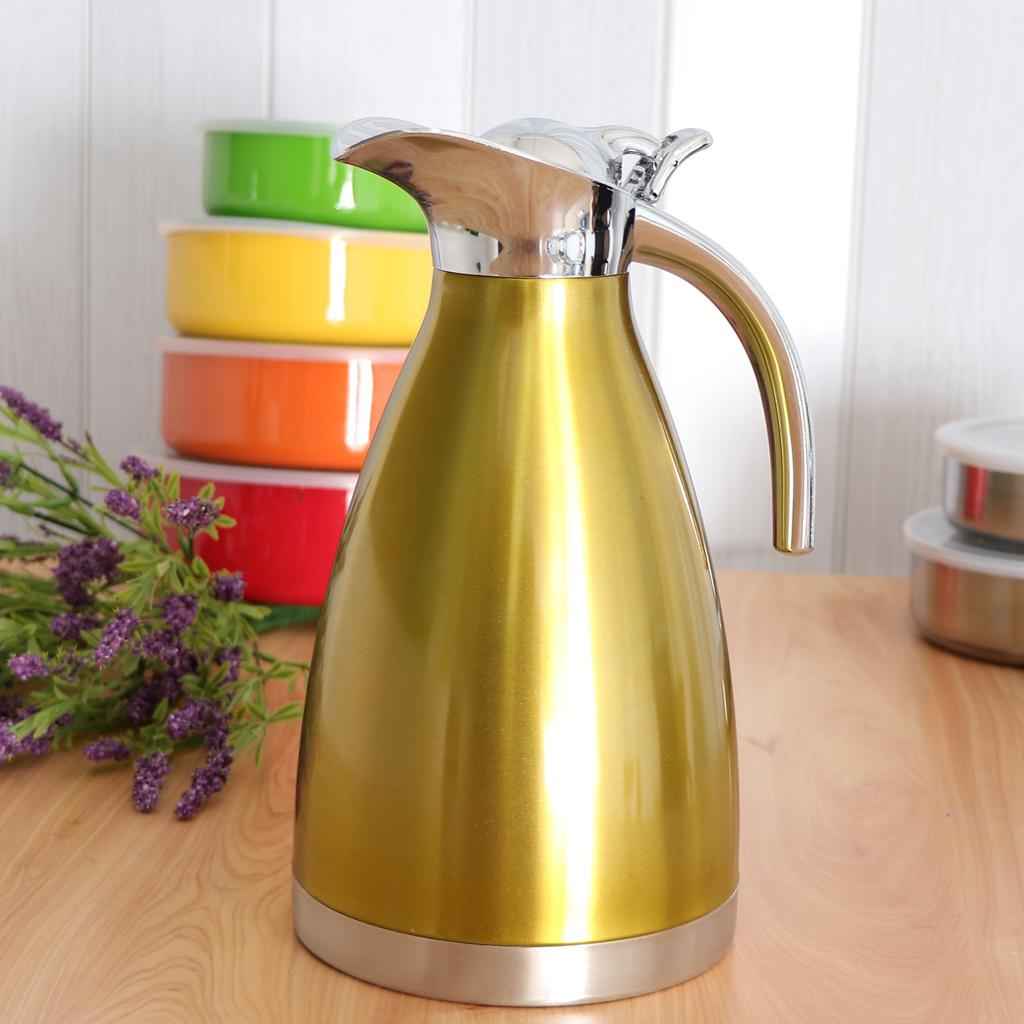 1.5L Stainless Steel Double Wall Insulated Coffee Carafe Tea Kettle Golden