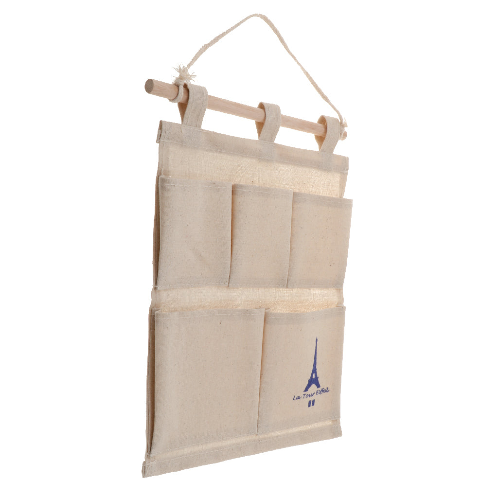 Over The Door Organizer Wall Hanging Storage Bag 5 Pocket Blue Tower