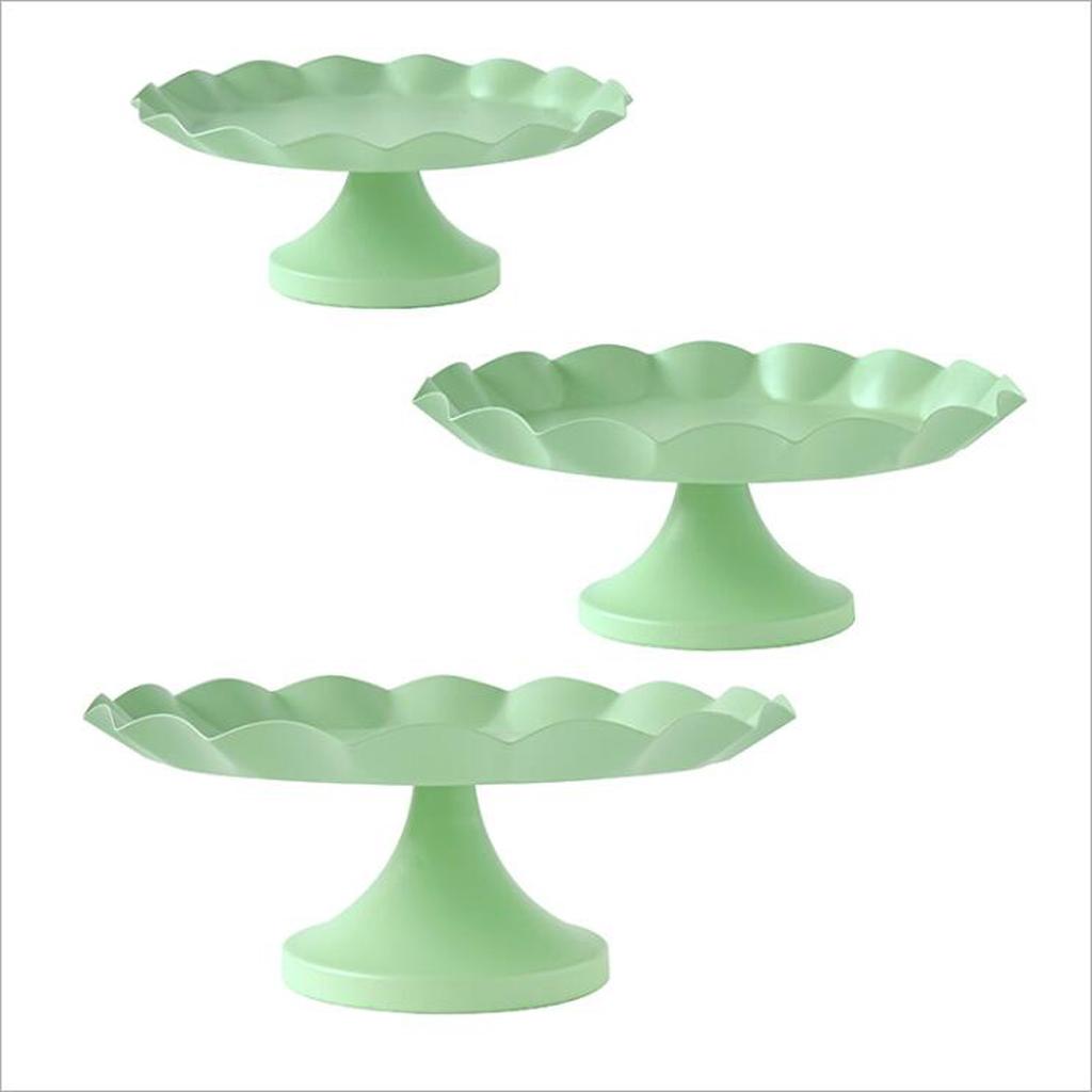 Wave Edge Cake Tray Macaroon Cupcake Stand Plate Metal Cake Tools Green M