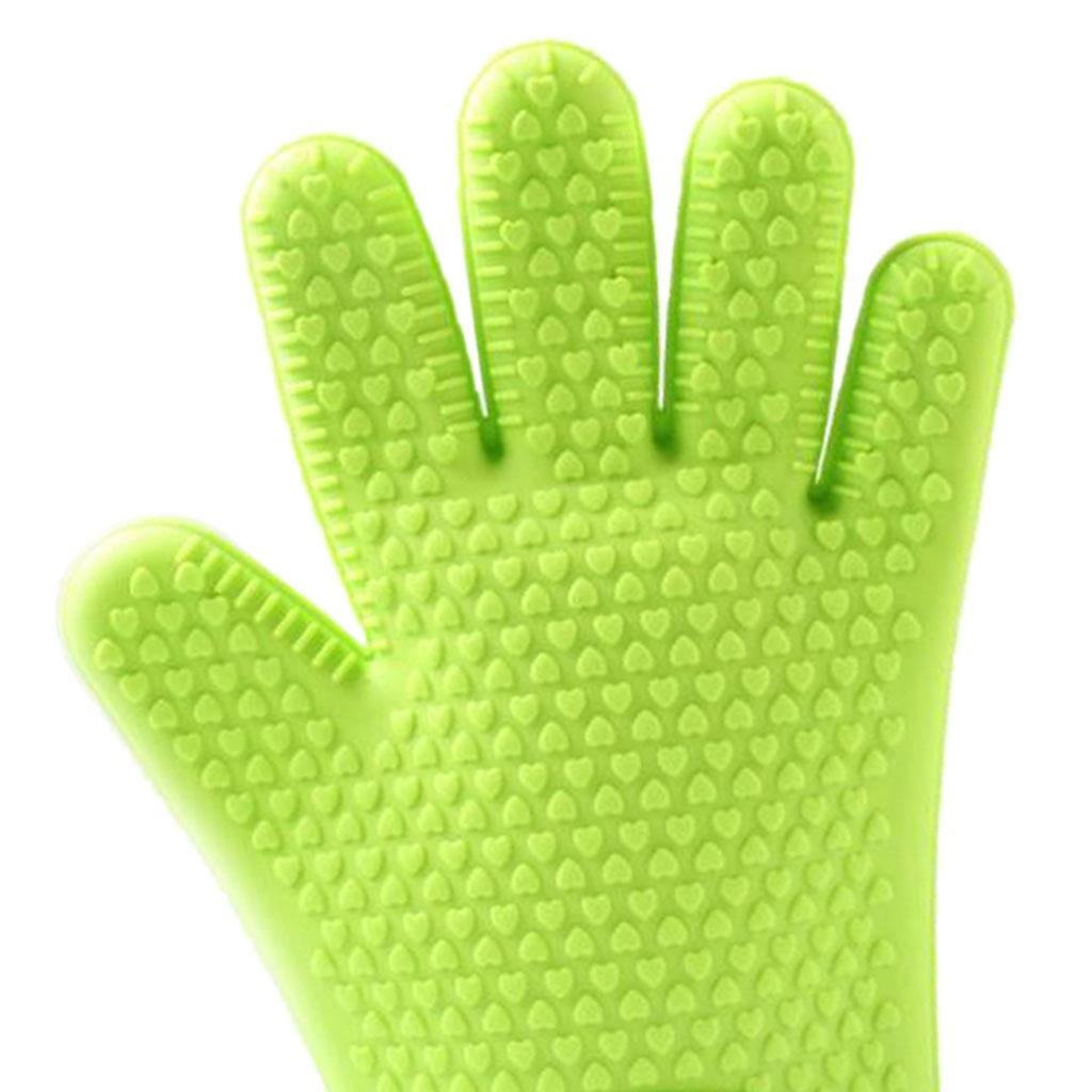 Silicone Cooking Gloves Kitchen Oven Mitt Pot Holders Potholder Green