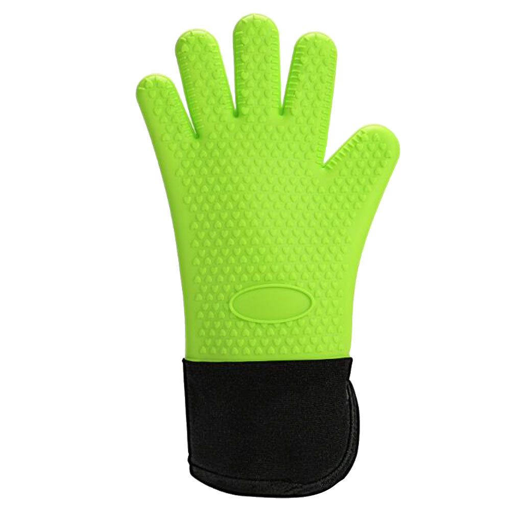 Silicone Gloves Cook-heat Resistant Oven Mitt Bakery Kitchen Grilling Green