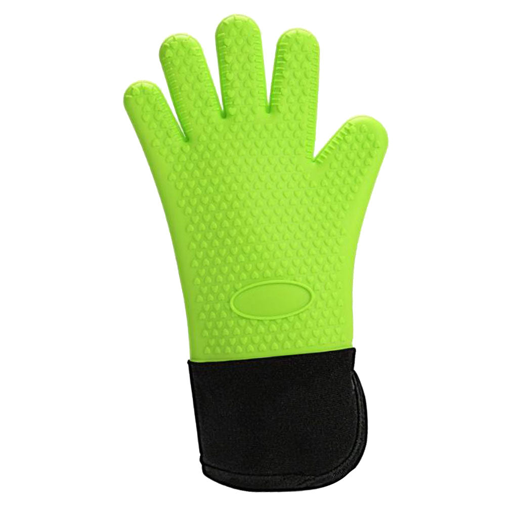 Silicone Gloves Cook-heat Resistant Oven Mitt Bakery Kitchen Grilling Green