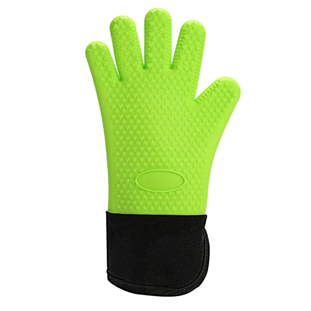 Silicone Gloves Cook-heat Resistant Oven Mitt Bakery Kitchen Grilling Green