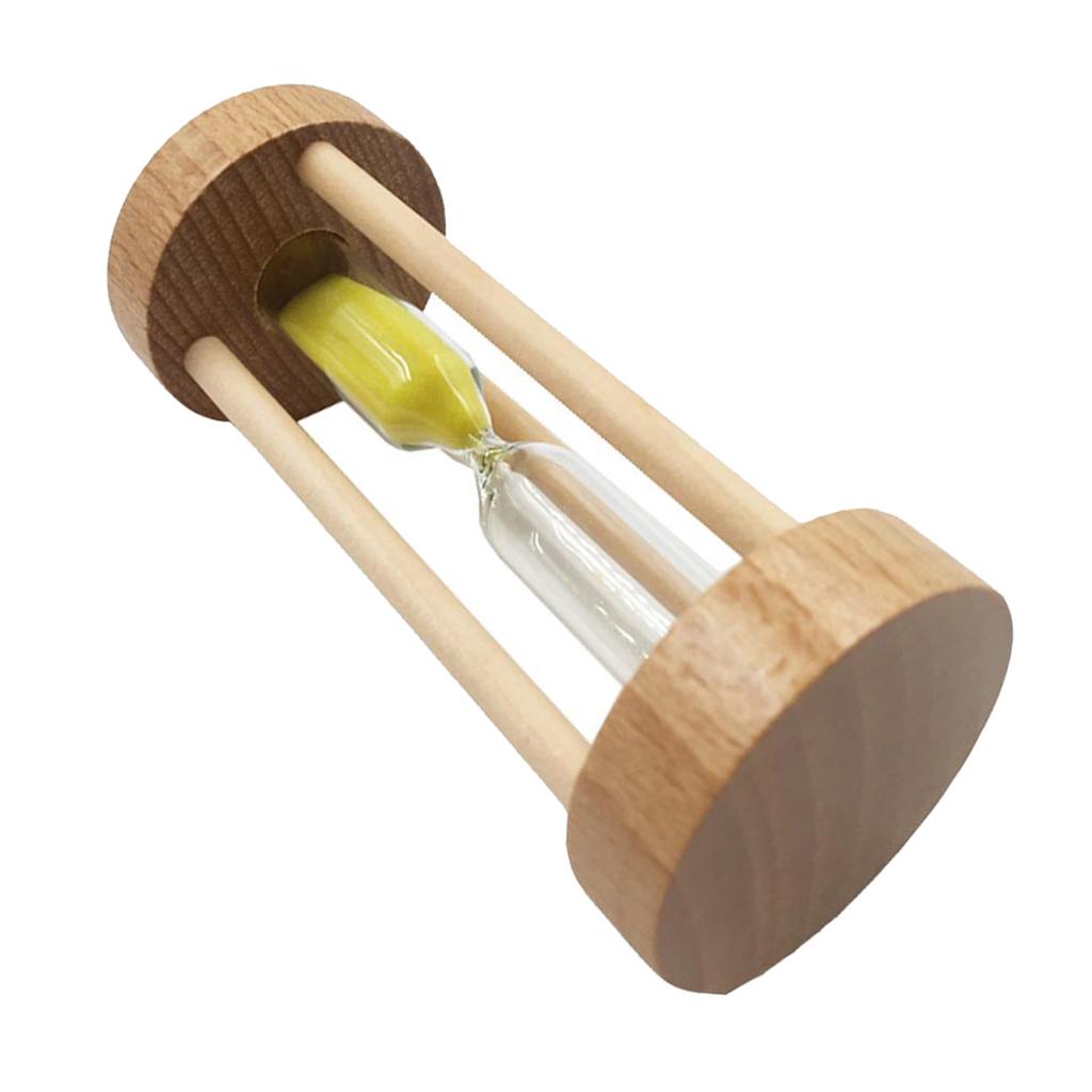 Wooden Sandglass Hourglass Sand Clock Timers Desktop Clock 3 Minute Yellow