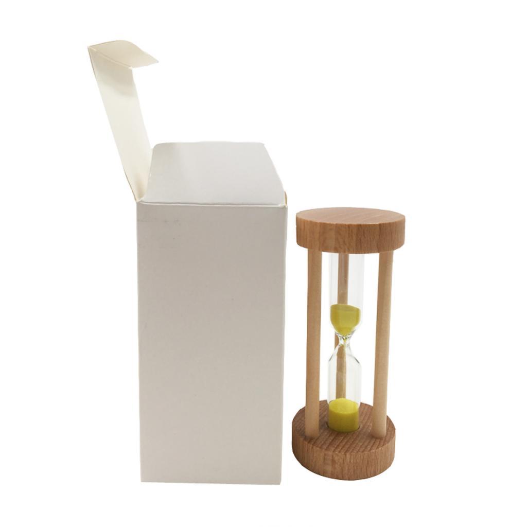 Wooden Sandglass Hourglass Sand Clock Timers Desktop Clock 3 Minute Yellow