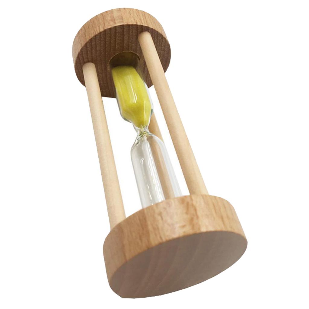 Wooden Sandglass Hourglass Sand Clock Timers Desktop Clock 3 Minute Yellow