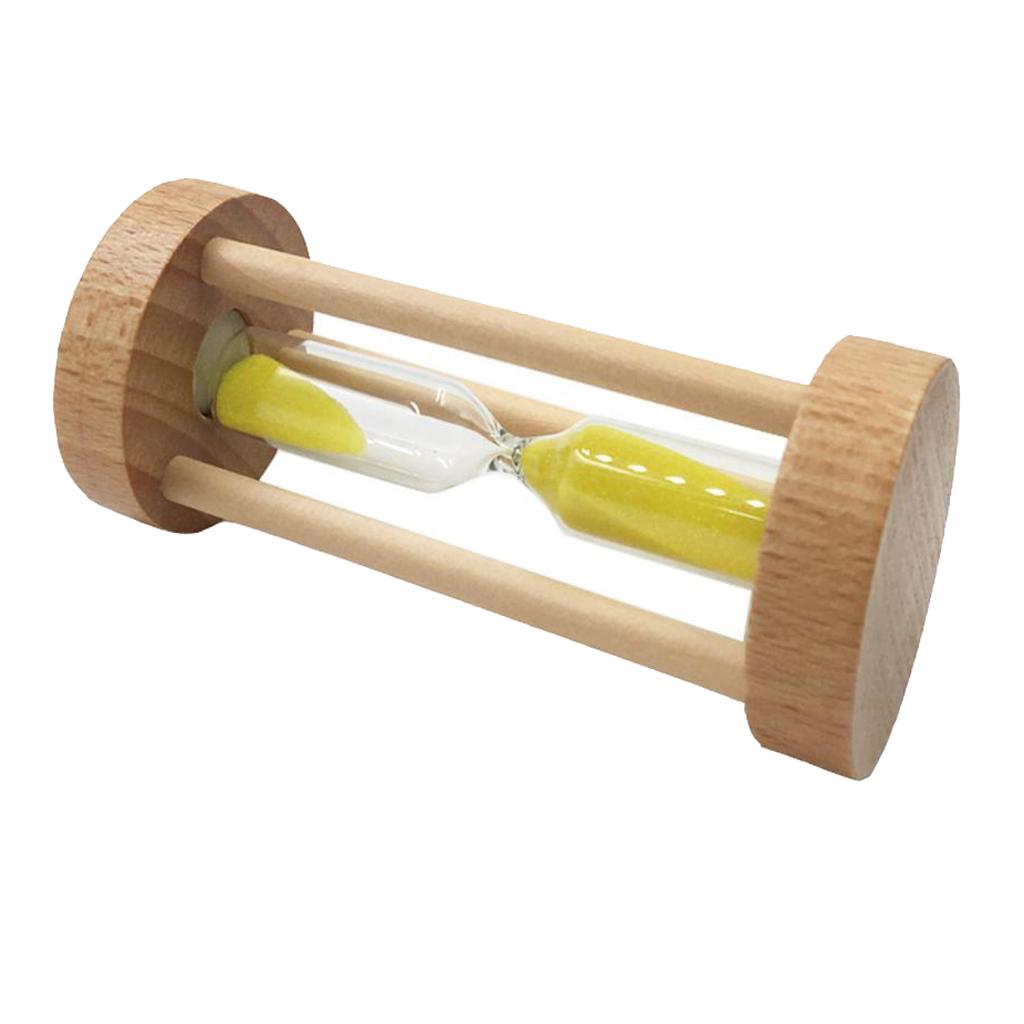 Wooden Sandglass Hourglass Sand Clock Timers Desktop Clock 3 Minute Yellow
