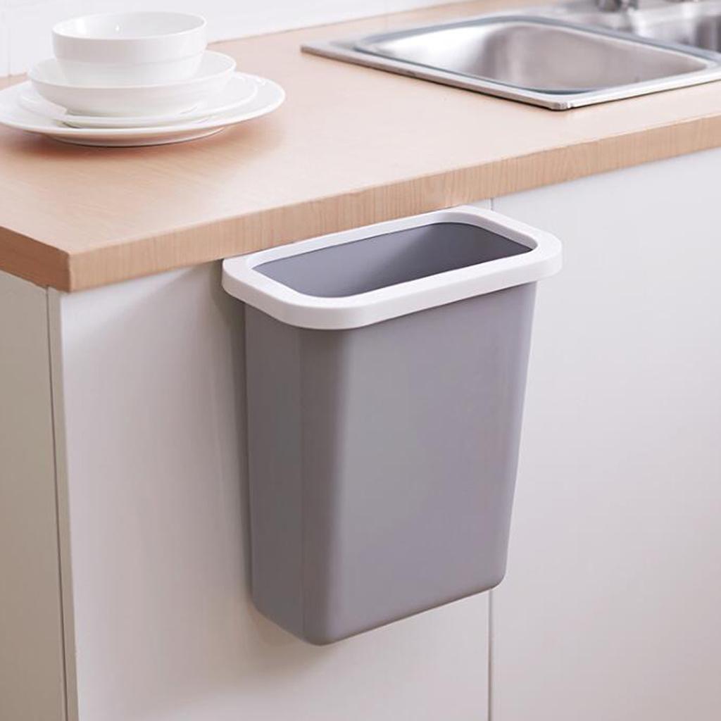 Kitchen Hanging Trash Cans Cabinet Hanging Plastic Waste Bins Bathroom Gray