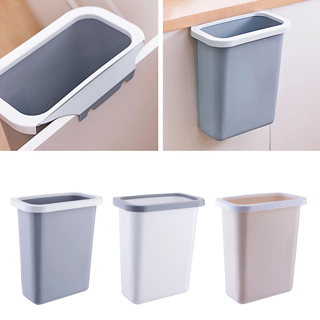 Kitchen Hanging Trash Cans Cabinet Hanging Plastic Waste Bins Bathroom Gray