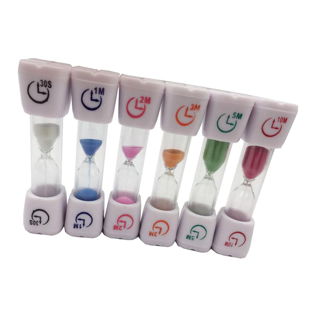 6Pcs Round Plastic Sand Timer Hourglass for Kid Reading Game Playing