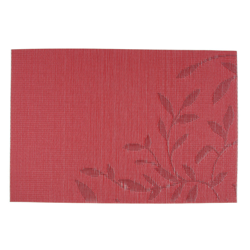 4pcs PVC Rectangle Placemat Heat Insulation Dining Table Pad Coaster Red