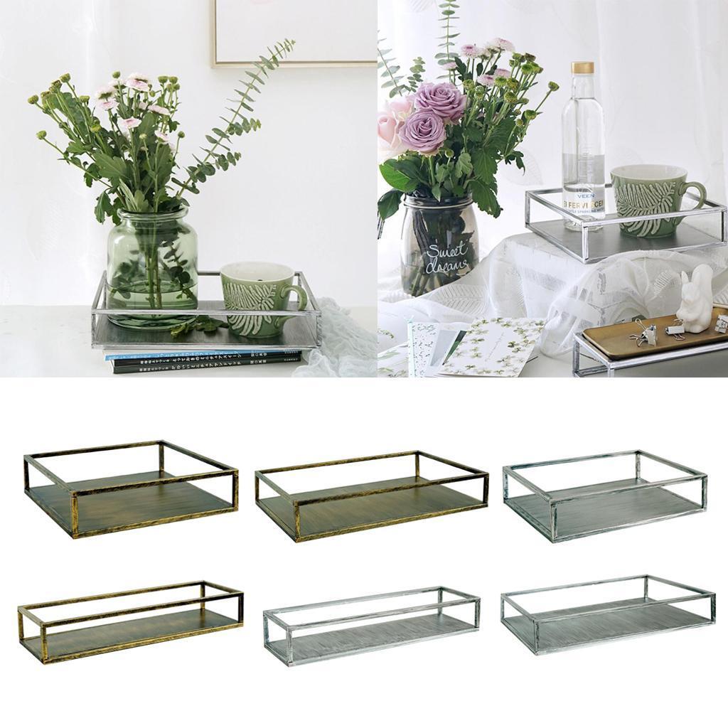 Decorative Metal Serving Tray Vanity Storage Tray Bronze Rectangle S