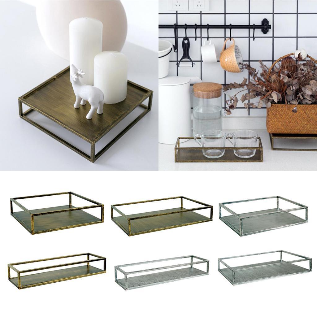 Decorative Metal Serving Tray Vanity Storage Tray Bronze Rectangle S