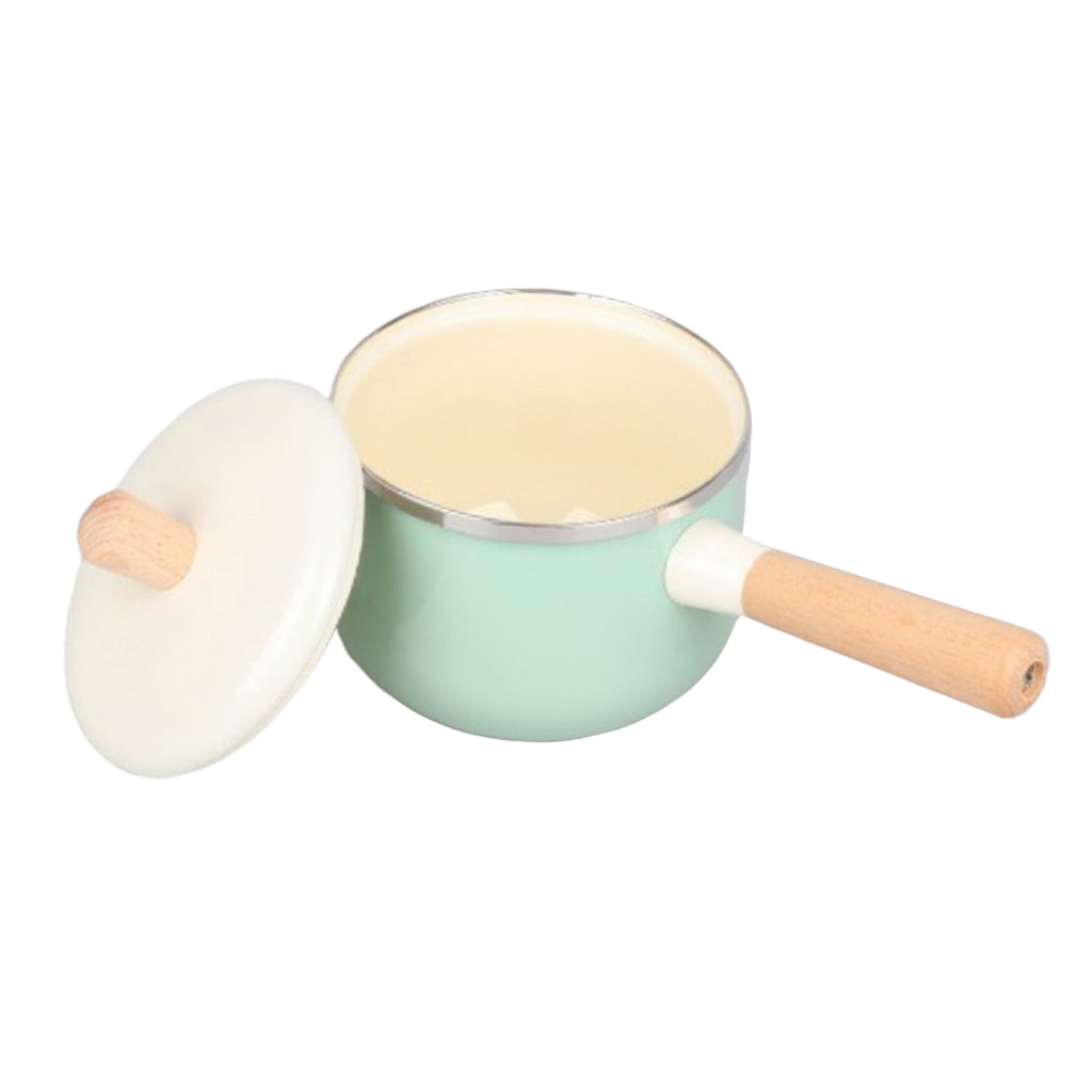 Nonstick Enamel Sauce Pan Pot with Lid Kitchen Cookware Green Saucepan