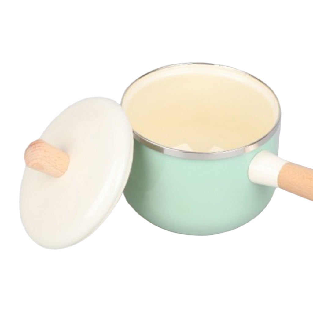 Nonstick Enamel Sauce Pan Pot with Lid Kitchen Cookware Green Saucepan