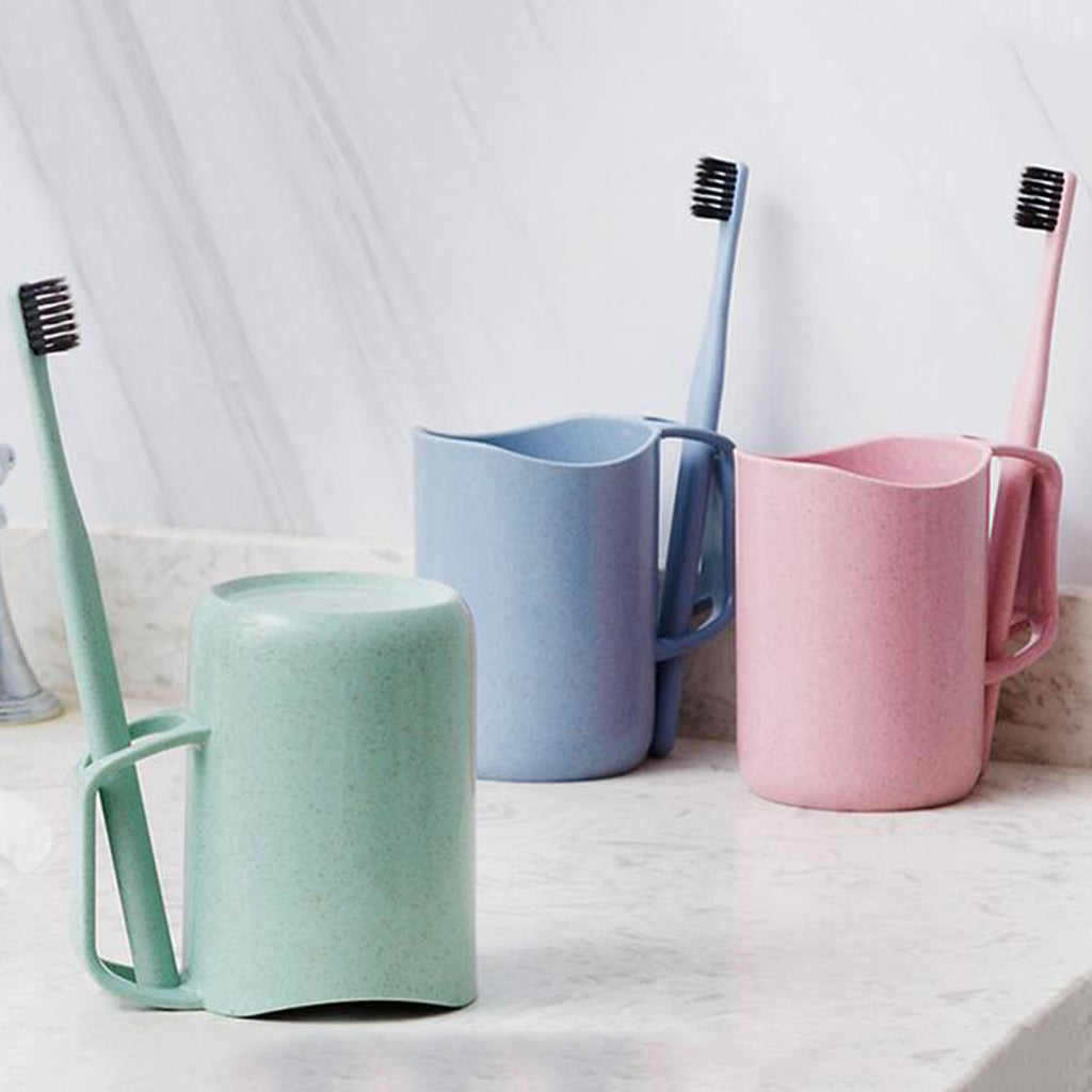 Creative Wheat Straw Toothbrush Holder Tooth-brushing Cup for bathroom Green