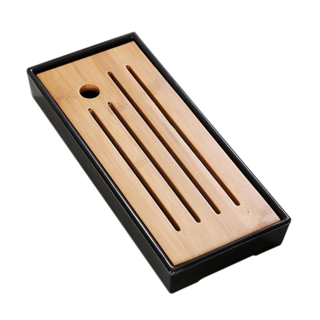 Kung Fu GongFu Tea Table Serving Tray Drainage Type Black S 1