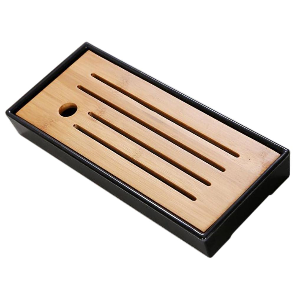 Kung Fu GongFu Tea Table Serving Tray Drainage Type Black S 1