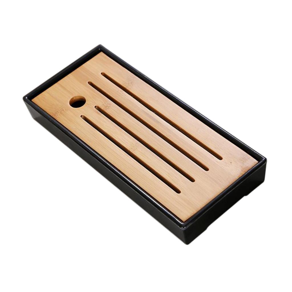Kung Fu GongFu Tea Table Serving Tray Drainage Type Black S 1